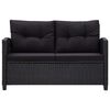 vidaXL 3-tlg. Garten-Lounge-Set mit Kissen Poly Rattan Schwarz
