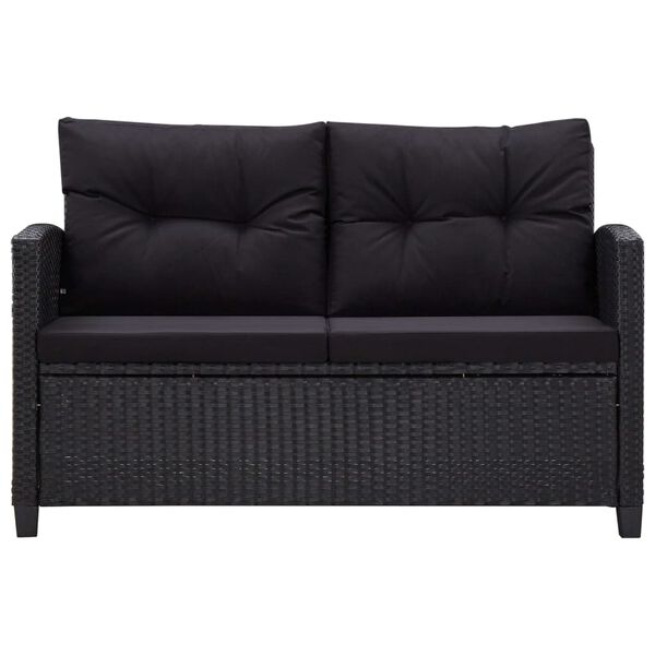 vidaXL 3-tlg. Garten-Lounge-Set mit Kissen Poly Rattan Schwarz