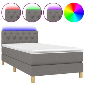 vidaXL Boxspringbett mit Matratze & LED Dunkelgrau 80x200 cm Stoff