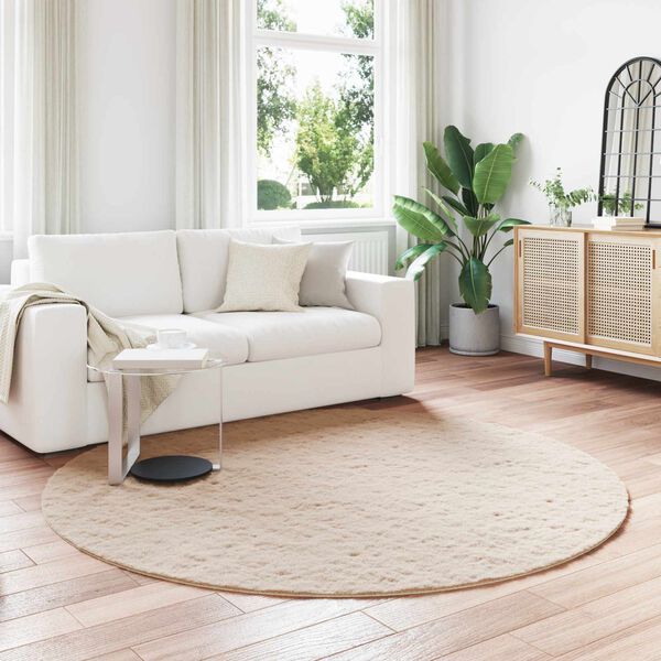 vidaXL Kunstfell Hasen Teppich Olite Taupe &Oslash; 200 cm Polyester