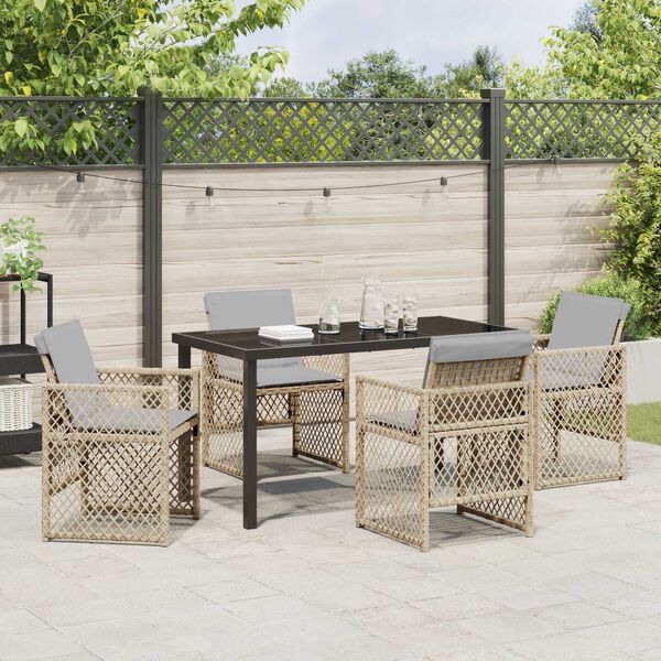 vidaXL Garten Essgruppe 5 pcs Beige Poly-Rattan