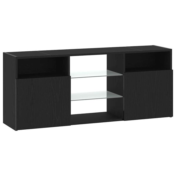 vidaXL TV-Schrank mit LED-Leuchten Schwarz Eichen-Optik 120x30x50 cm