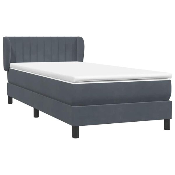vidaXL Boxspringbett mit Matratze Dunkelgrau 80x210 cm Samt