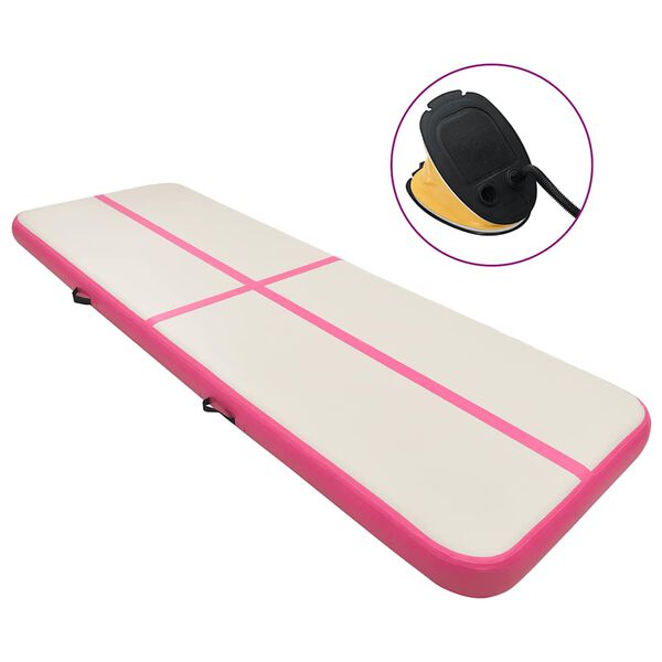 vidaXL Aufblasbare Gymnastikmatte mit Pumpe 500x100x20 cm PVC Rosa
