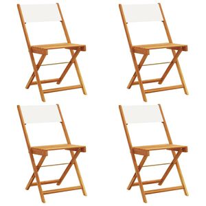 vidaXL Klappst&uuml;hle, 4 St&uuml;ck, cremewei&szlig;er Stoff und Massivholz
