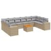 vidaXL 11-tlg. Garten-Sofagarnitur mit Kissen Beige Poly Rattan