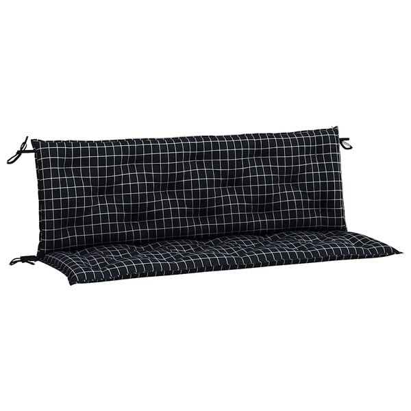 vidaXL Gartenbank-Auflagen 2 Stk. Schwarz Karomuster 150x50x7 cm Stoff