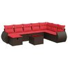 vidaXL 9-tlg. Garten-Sofagarnitur mit Kissen Braun Poly Rattan