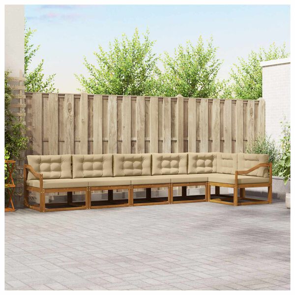 vidaXL Outdoor-Sofagarnitur mit Kissen 6 pcs Natur und Beige