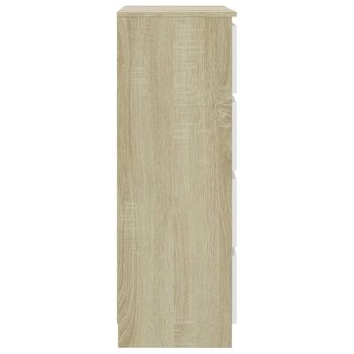 vidaXL Sideboard Weiß Sonoma-Eiche 60x35x98,5 cm Holzwerkstoff