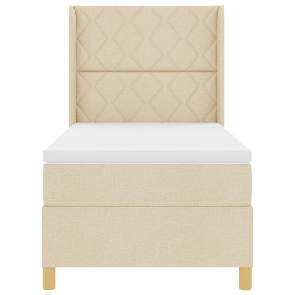 vidaXL Boxspringbett mit Matratze Creme 100 x 200 cm Stoff