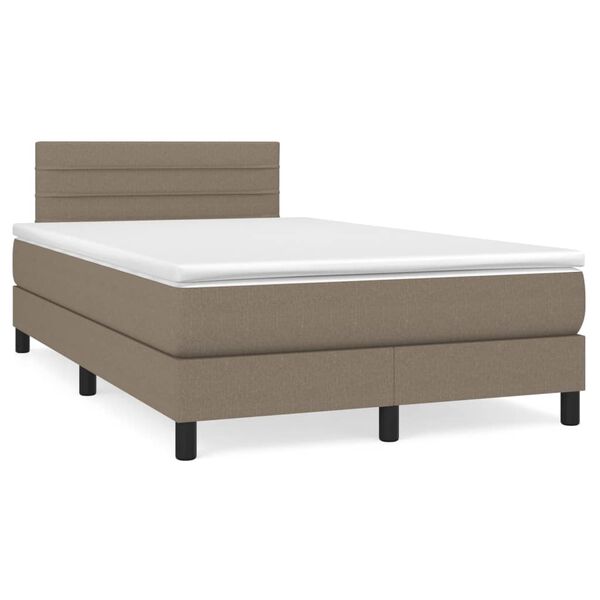 vidaXL Boxspringbett mit Matratze & LED Taupe 120x190 cm Stoff