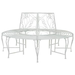 vidaXL Baumbank 8 -Sitzer &Oslash; 160 x 89 cm steel Antik Wei&szlig; Rund