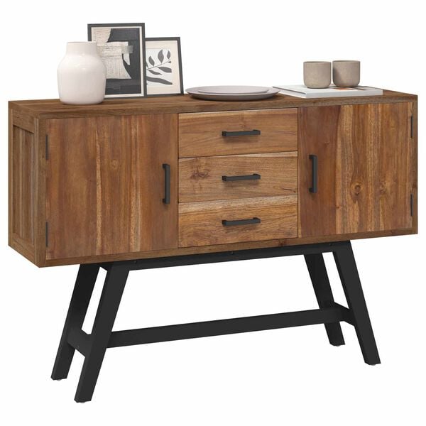 vidaXL TV-St&auml;nder Natur 110 x 30 x 75 cm Massivholz Teak