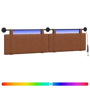 vidaXL H&auml;ngendes Kopfteil Mit LED Licht Braun Antikes PU