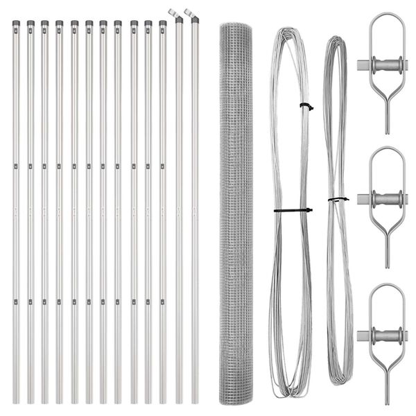 vidaXL Zaunpfosten Silber 25 x 1,5 m (12 x 12 mm Netz) Stahl