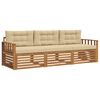 vidaXL Outdoor-Sofagarnitur mit Kissen 3 pcs Natur und Beige