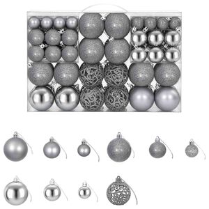vidaXL Weihnachtskugeln 100 Stk. Grau 3 / 4 / 6 cm