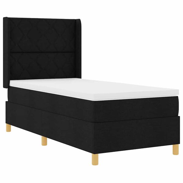 vidaXL Boxspringbett mit Matratze Schwarz 100 x 200 cm Stoff