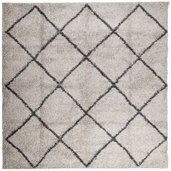 vidaXL Shaggy-Teppich Hochflor Modern Beige Anthrazit 120x120 cm