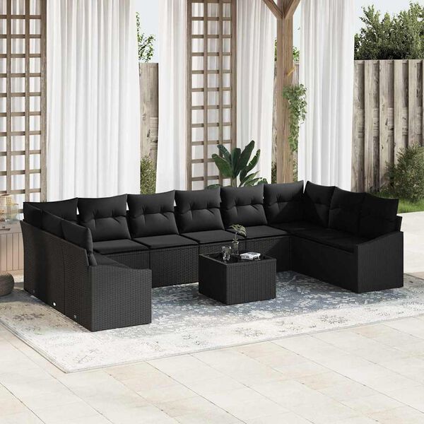 vidaXL Gartensofa-set mit Speicher Schwarz Poly-Rattan