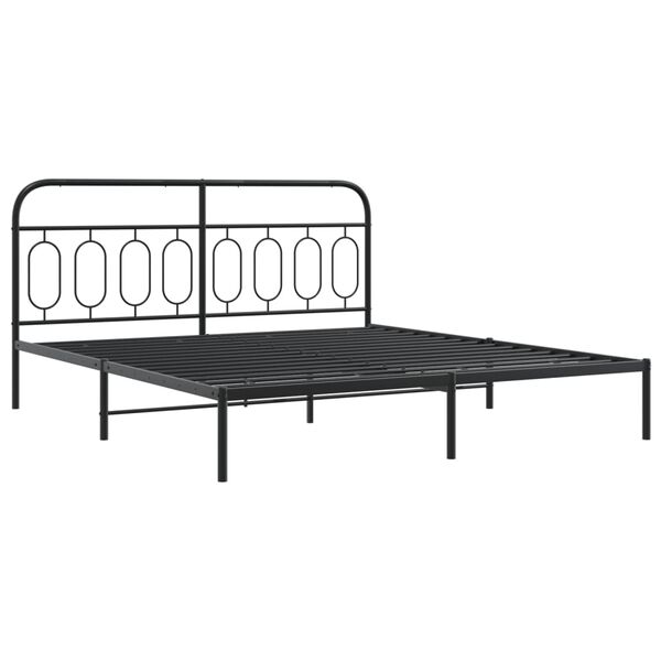 vidaXL Metallbett ohne Matratze mit Fu&szlig;teil Schwarz 180x200 cm