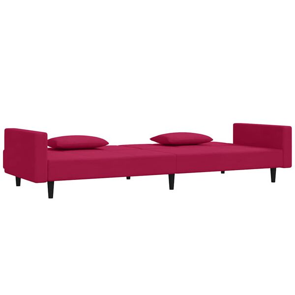 vidaXL Schlafsofa 2-Sitzer mit 2 Kissen Weinrot Samt