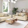 vidaXL 3-teiliges Sofa-Set mit Kissen, cremefarbener Stoff