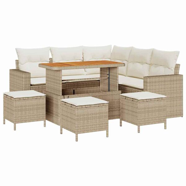 vidaXL Garten-Sofa-Set 9 pcs Beige Poly-Rattan