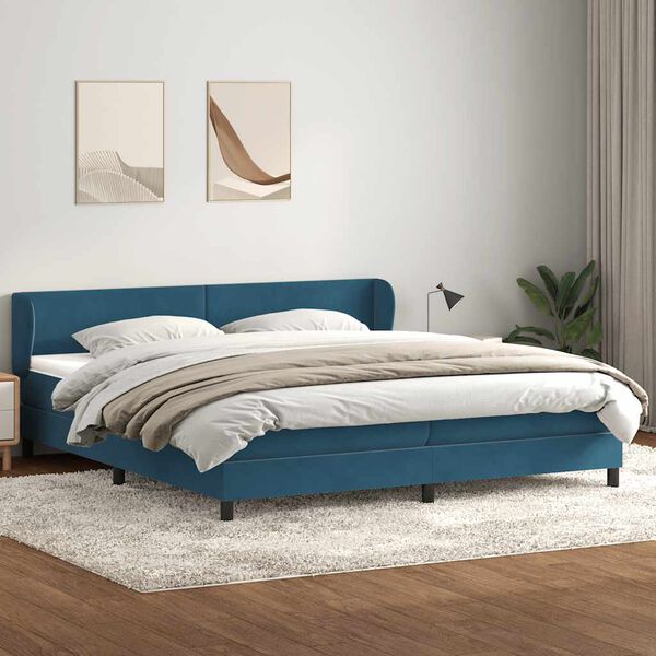 vidaXL Boxspringbett mit Matratzen Dunkelblau 180x210 cm Samt