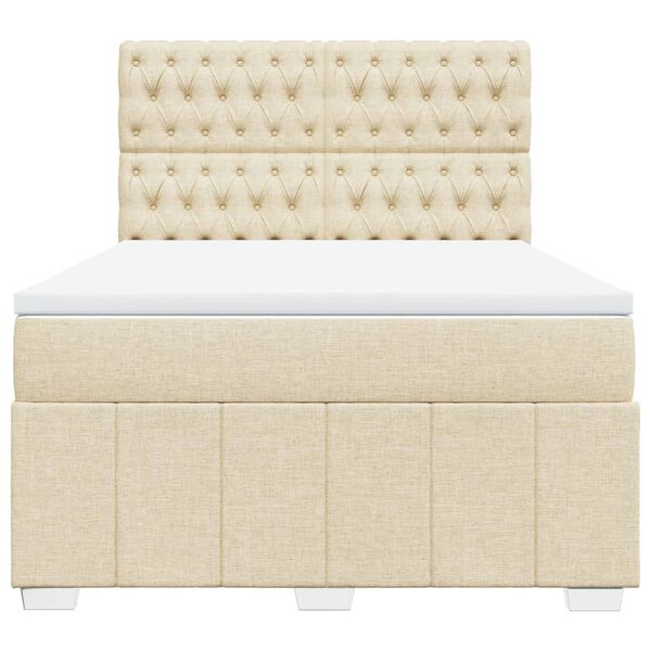 vidaXL Boxspringbett mit Matratze Creme 140x190 cm Stoff