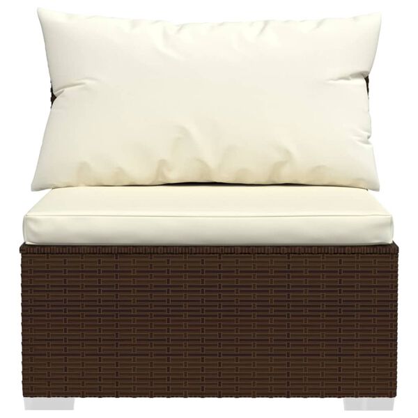vidaXL 4-tlg. Garten-Lounge-Set mit Auflagen Poly Rattan Braun