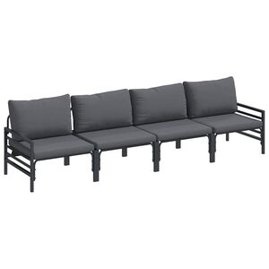 vidaXL Gartensofa-set mit Kissen 4 pcs Schwarz Stahl