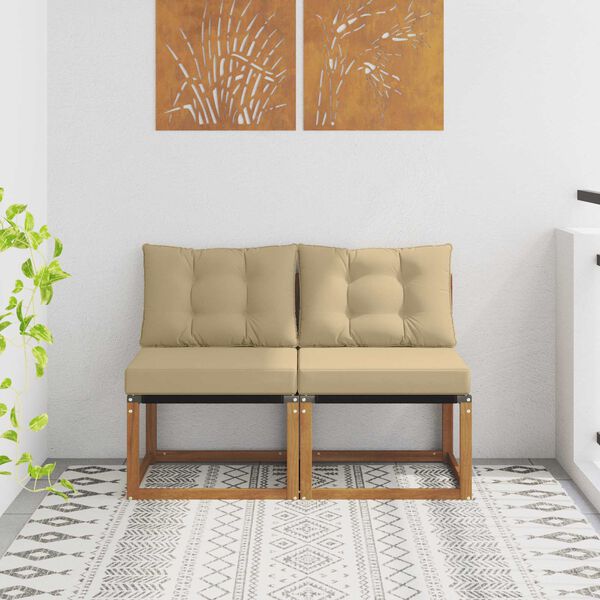 vidaXL 2 St&uuml;ck Outdoor Mittelsofa