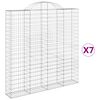 vidaXL Gabionen mit Hochbogen 7 Stk. 200x30x200/220cm Verzinktes Eisen