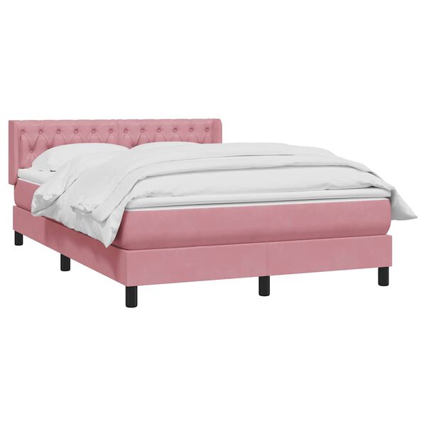 vidaXL Boxspringbett mit Matratze Rosa 140x220 cm Samt