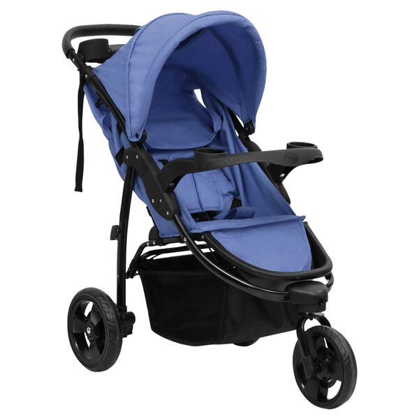 vidaXL 3-Rad-Kinderwagen Marineblau und Schwarz Stahl