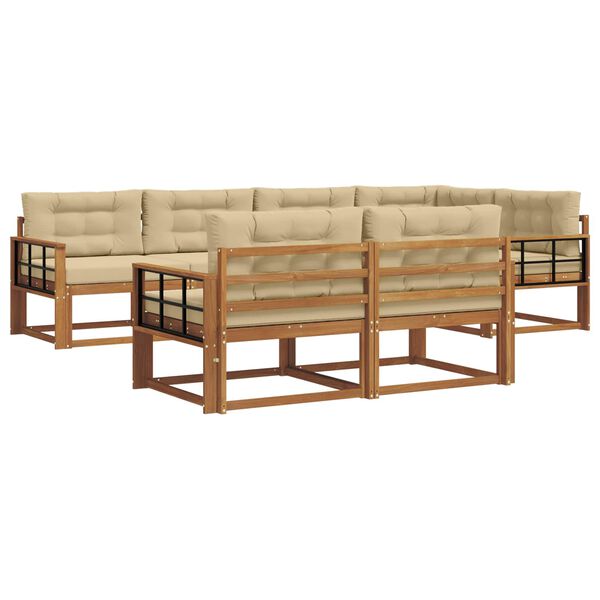 vidaXL Outdoor-Sofagarnitur mit Kissen 7 pcs Natur und Beige