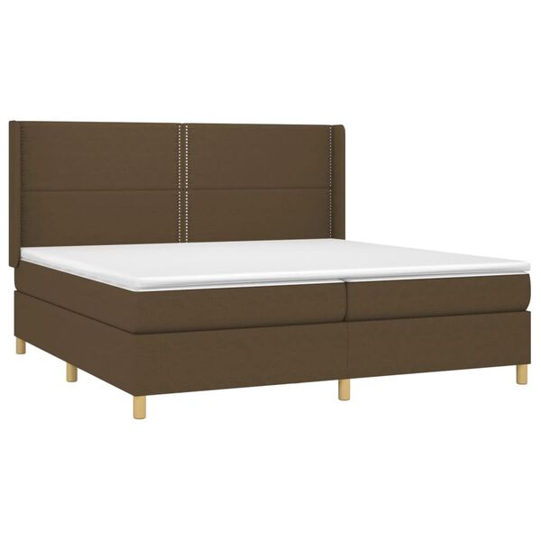 vidaXL Boxspringbett mit Matratze & LED Dunkelbraun 200x200 cm Stoff