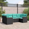 vidaXL 6-teiliges Gartensofa-Set mit Kissen, schwarzes Polyrattan