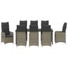 vidaXL Garten Essgruppe mit Kissen 9 pcs Grau Poly-Rattan