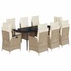 vidaXL 9-tlg. Garten-Essgruppe mit Kissen Beige Poly Rattan