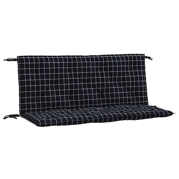 vidaXL Gartenbank-Auflagen 2 Stk. Schwarz Karomuster 120x50x7 cm Stoff