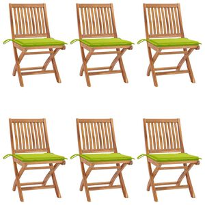 vidaXL Klappst&uuml;hle mit Kissen, 6-teilig, Massivholz Teakholz
