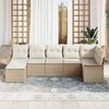 vidaXL Gartensofa-set mit Kissen 7 pcs Beige Poly-Rattan