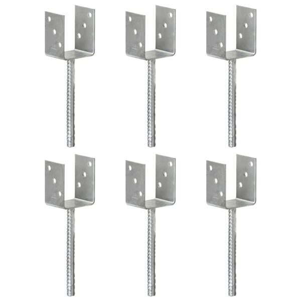 vidaXL Pfostenträger 6 Stk. Silbern 8×6×30 cm Verzinkter Stahl