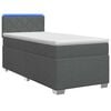 vidaXL Boxspringbett mit Matratze und LED Dunkelgrau 90 x 190 cm Stoff