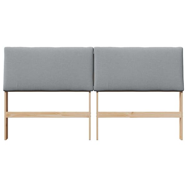 vidaXL Gepolstertes Kopfteil Hellgrau 200 cm Massives Kiefernholz