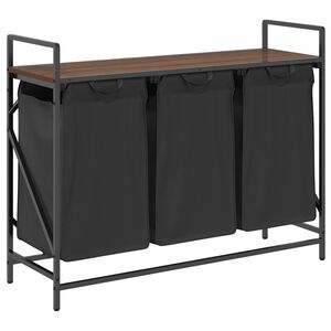 vidaXL Wäschekorb 3 Fächer mit Ablage Braun Eichen-Optik