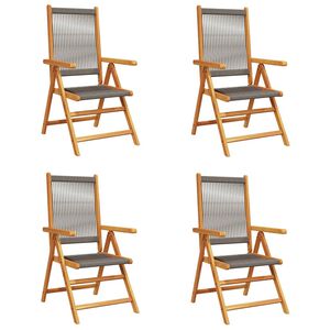 vidaXL 4-teiliges Set aus grauem, massivem Akazienholz mit verstellbarer R&uuml;ckenlehne